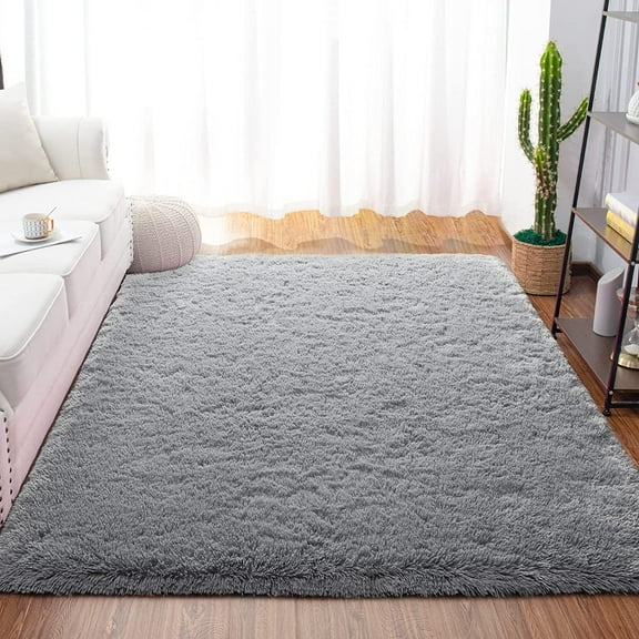Lochas Soft Fluffy Rugs Shaggy Plush Area Rug for Bedroom Living Room Home Decor Floor Carpet, 3'x5',Gray