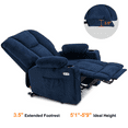 thumbnail image 3 of MCombo Electric Power Recliner Chair with Massage & Heat, Extended Footrest, Cup Holders, Navy Blue Plush Fabric 8015, 3 of 7