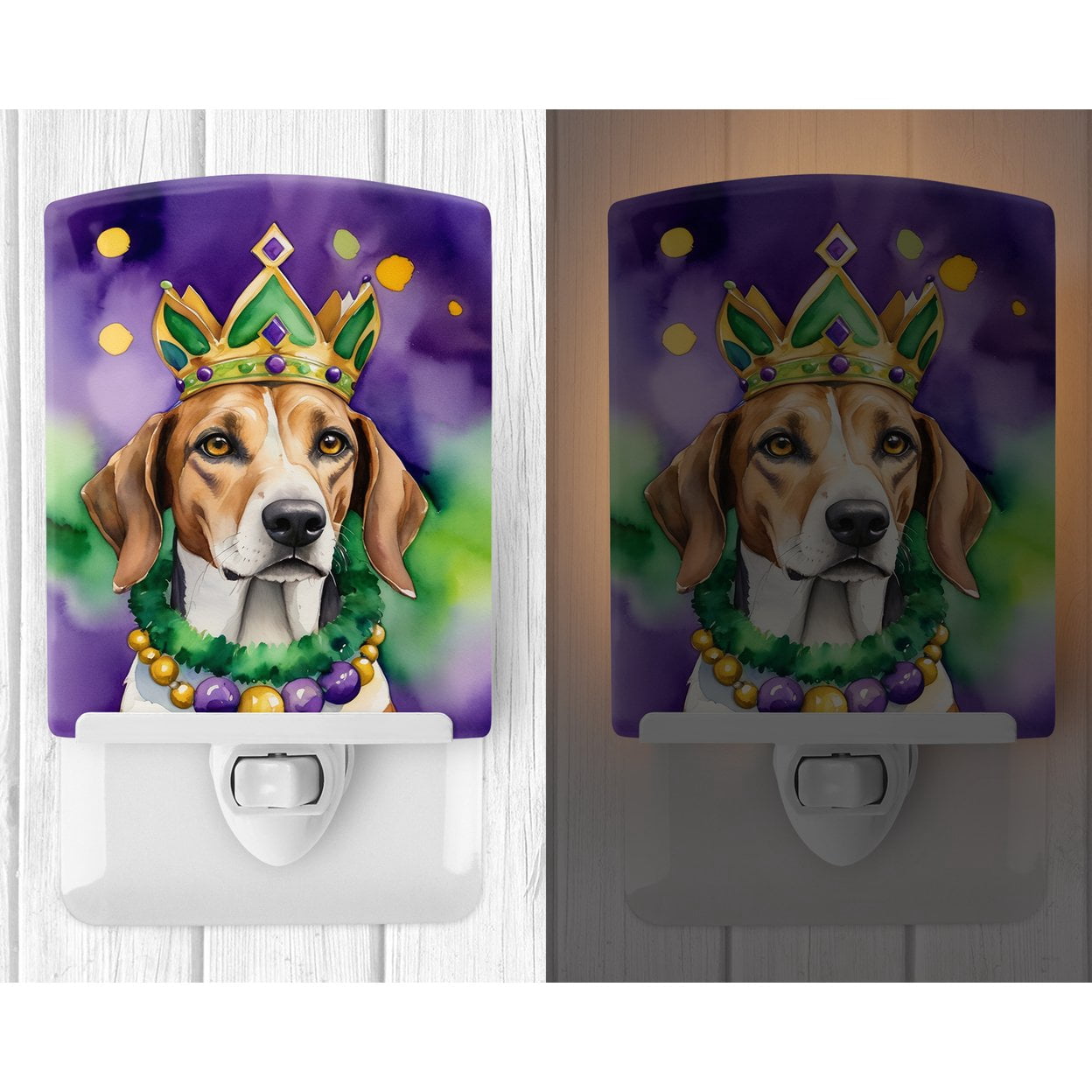 Foxhound King of Mardi Gras Ceramic Night Light 4 in x 6 in