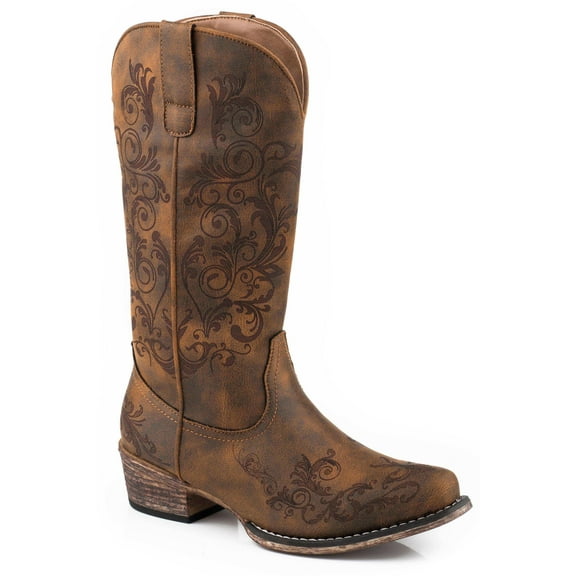 Roper Womens Tall Stuff Snip Toe Cowboy Mid Calf Boots