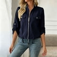thumbnail image 2 of RQYYD Womens Utility Jacket Zip Up Long Sleeve Drawstring Hem Casual Safari Military Coat With Chest Pockets Outerwear, 2 of 7