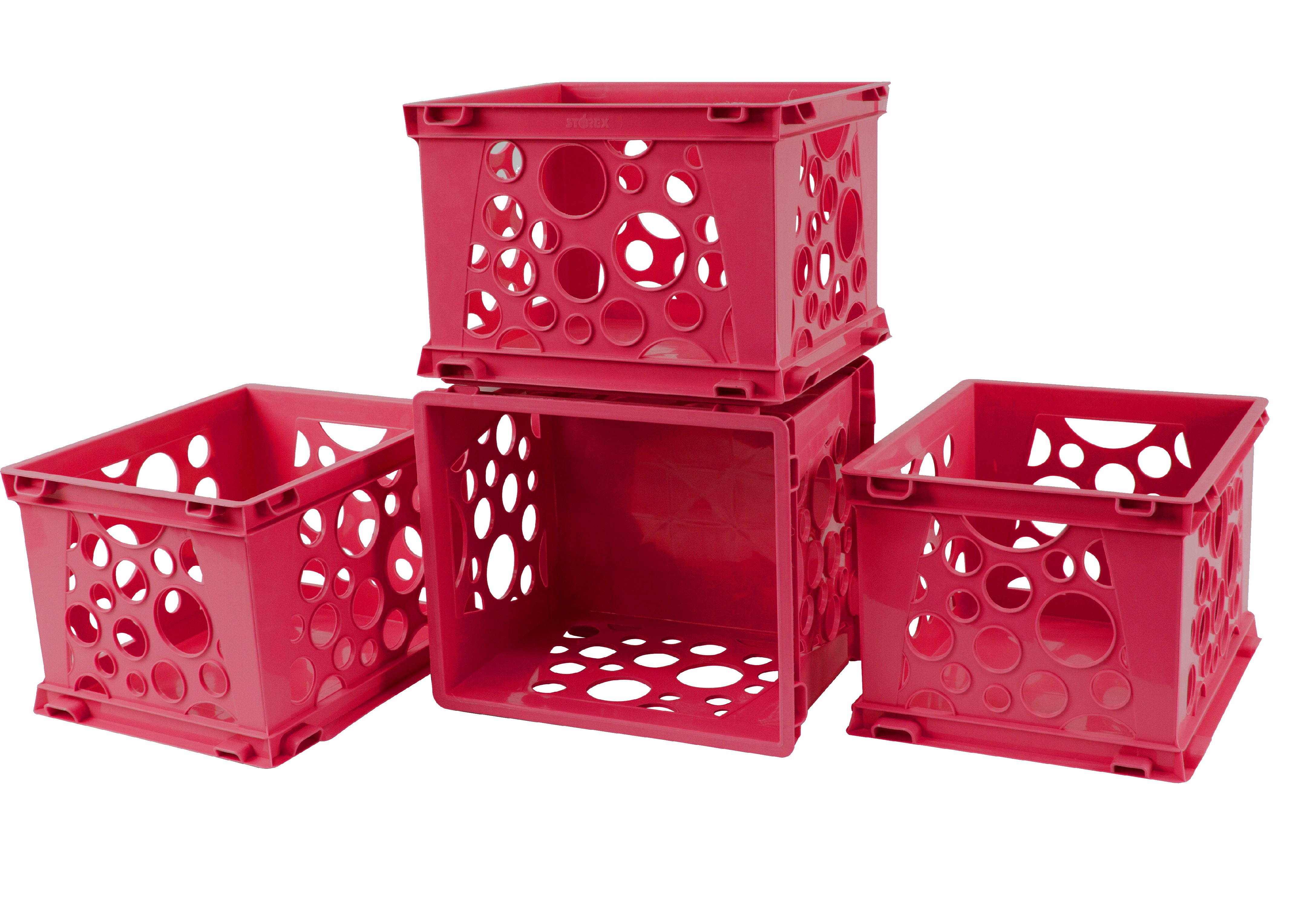 Storex Micro Crate, Red (Lot of 18 units/ bulk pack)