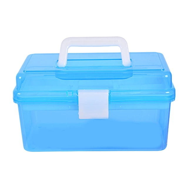 Caja de almacenamiento de herramientas para uñas, soporte para herramientas de manicura, organizador multiusos portátil con asa para peluquería, Azul