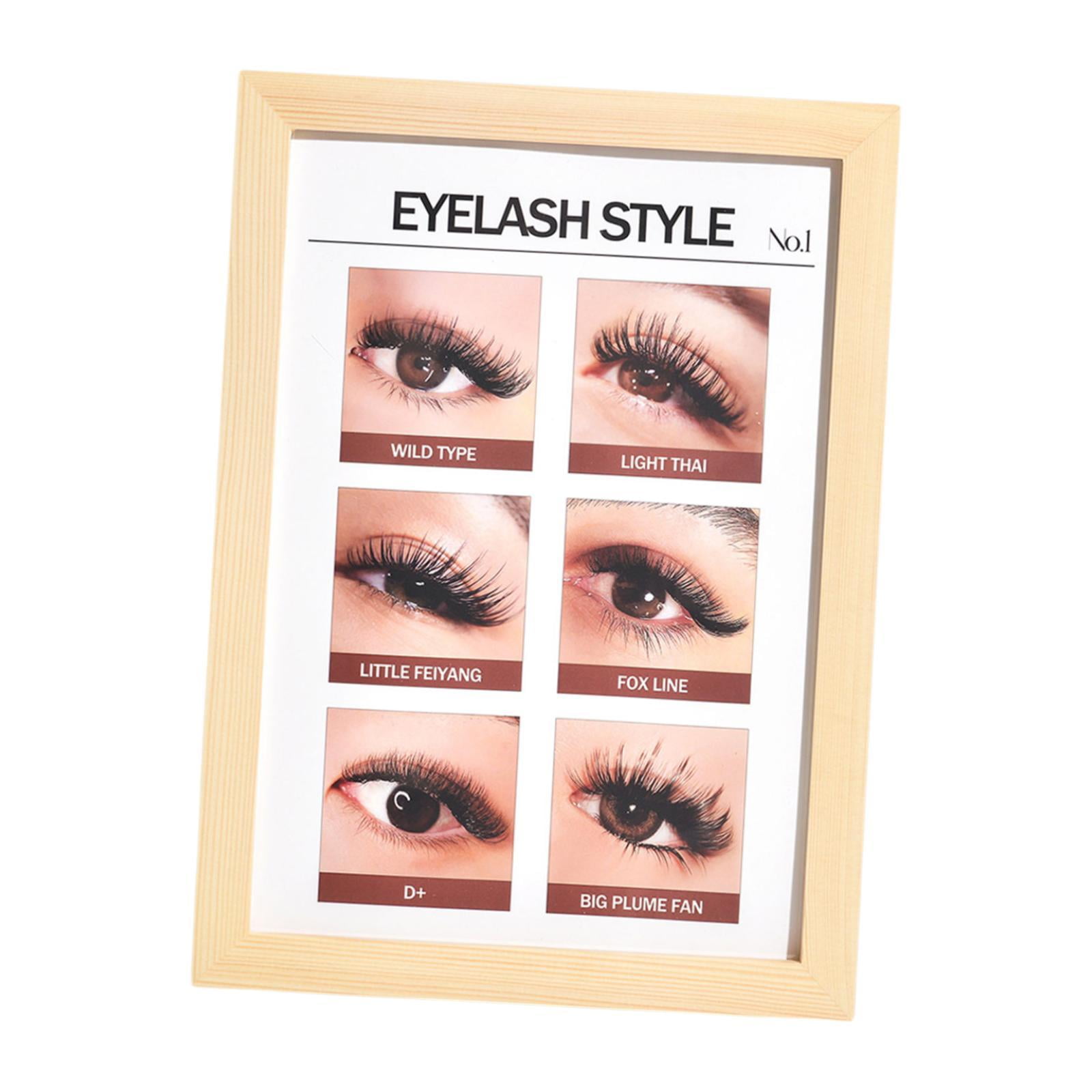 TOOYFUL Lashes Wall Art Eyelash Guide Wooden Frame Walls Decoration Eyelash Wall Decor for Lashes Studios Home Decor C