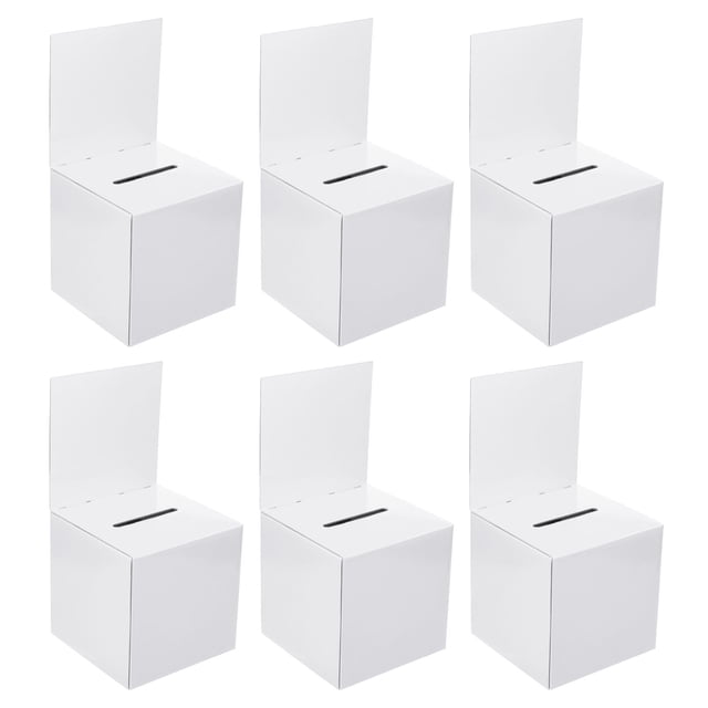 Unique Bargains Ballot Box 6'x6'x6' Raffle Box with Removable Header Board Suggestion Box Cardboard Box White 6Pack