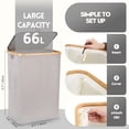 thumbnail image 4 of Sea Team 66L Large Capacity Laundry Hamper with Lid, Removable Bag & Bamboo Handles, Foldable Dirty Clothes Bin for Bathroom, Bedroom, Dorm & Closet, Grey, 4 of 7
