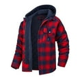 thumbnail image 2 of DDAPJ pyju Mens Quilted Lined Flannel Hooded Jacket , Plaid Button Down Shirts Zipper Hoodie Jacket Double Closure Windproof Outdoor Work Shacket Jackets, 2 of 3