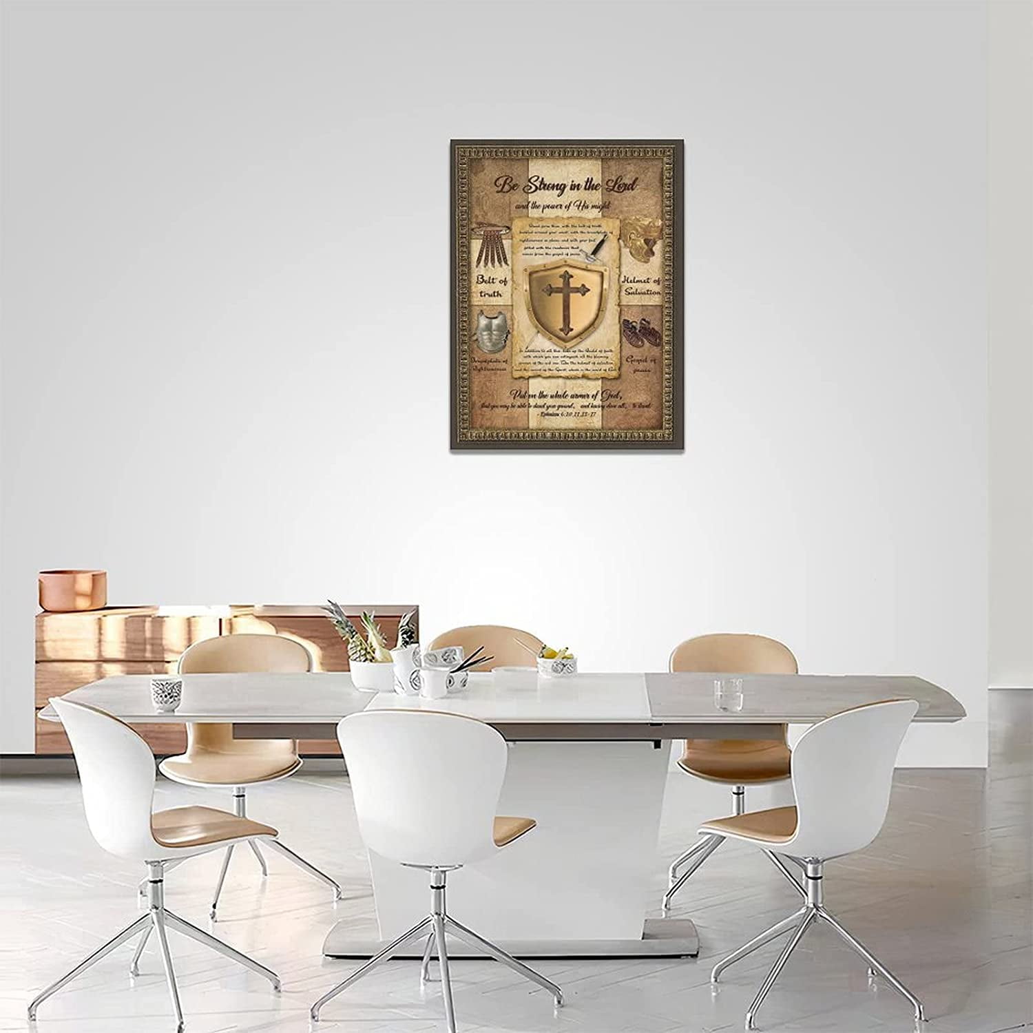 Christian Wall Art Christian Bible Verse Pictures Wall Decor Vintage Sword of Spirit Painting Inspirational Scripture Canvas Prints Religious Artwork Framed Home Bedroom Living Room Decor 12"x16"