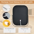 thumbnail image 4 of YEKKOPT Black Travel Mirror with Lights, Small LED Makeup Mirror with Lights,Portable Desk Mirror 1200mAh Battery,3 Color Modes,Dimmable Touch Screen, Tabletop Folding Compact Mirror,Women Gift, 4 of 7