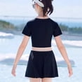 thumbnail image 4 of NAISIBABY Girls One Piece Swimsuit Skirt, Zipper Short Sleeve Quick Dry Kids Beach Surfing Athletic Bathing Suit Black 9T, 4 of 7