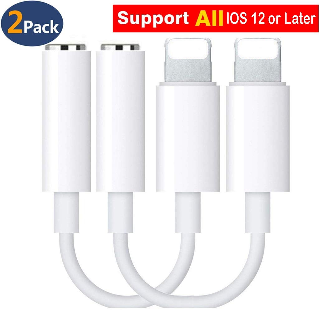 2 Pack Plug and Play 3.5mm Headphone Dongle Connector Compatible with iPhone 11 X//XS//Max//XR 7//8//8 Plus Lightning to AUX 3.5mm Headphone Jack Audio Cable Adapter Apple MFi Certified