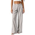 thumbnail image 5 of QGJZVUNL Button High Waist Trousers for Womens Striped Wide Leg Pants with Pockets Size L, 5 of 6