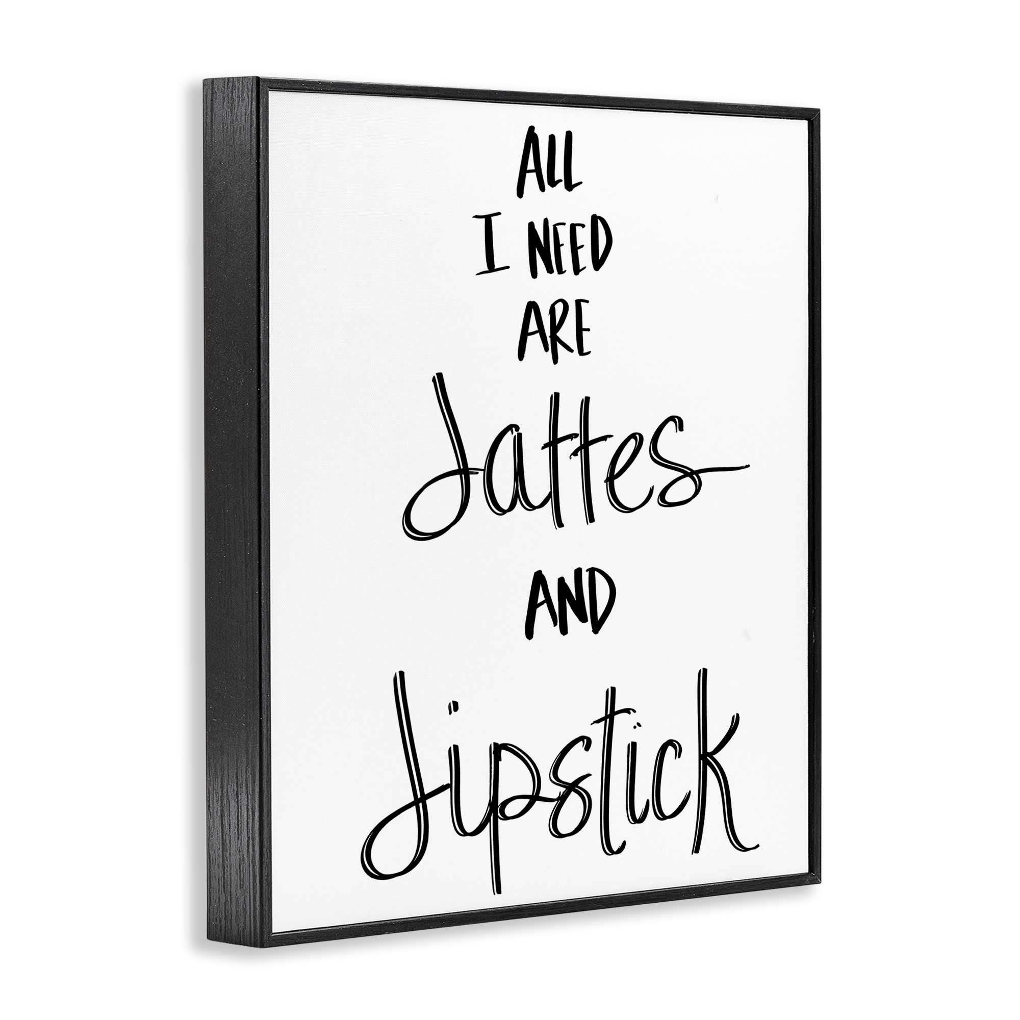 Stupell Industries Need Lattes & Lipstick Beauty & Fashion Painting Black Framed Art Print Wall Art, 24 x 30