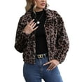 thumbnail image 3 of Womens Leopard Print Fleece Coat, Fashion Jacket Faux Fur Cardigan Overcoat Leopard Print XL, 3 of 9