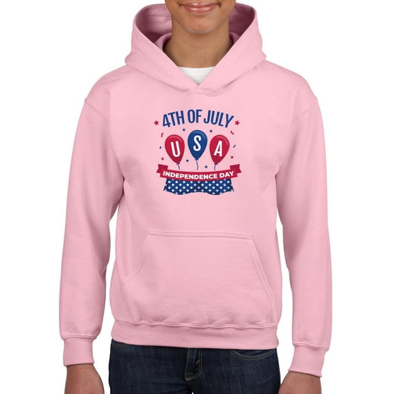 4Th Of July Usa Balloons Hoodie Juniors -Image by Shutterstock, Medium