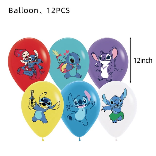 Linda vajilla para fiesta de cumpleaños de Lilo & Stitch, pancarta para pastel, bandera desechable para colgar, globos de Lilo & Stitch, decoración de cumpleaños