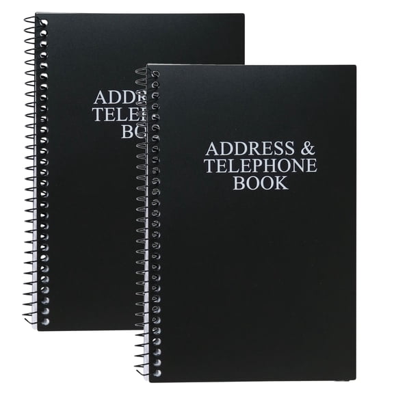 Address Telephone Book, 8x5-Inch, Black, Spiral-Bound, 384 Contacts, Organizer for Organizing Names, Addresses, Email, Cell Phone Numbers