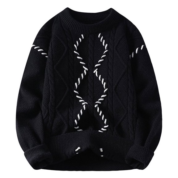 2024 Autumn/Winter Men's Leisure Port Fashion Knitted Crew Neck Loose Sweater