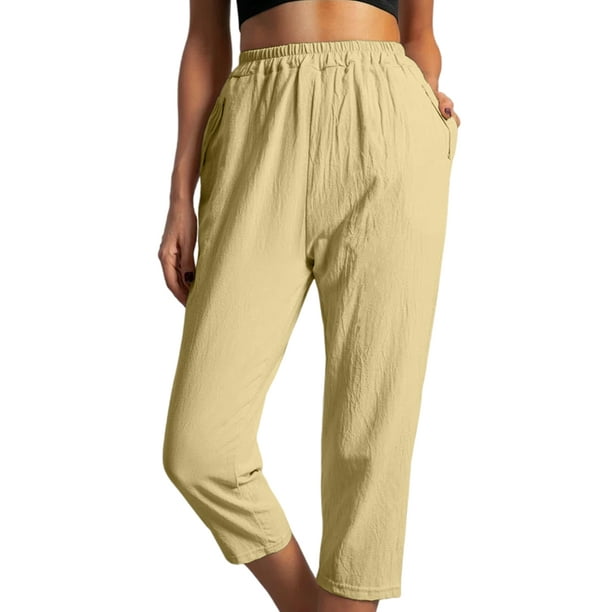 Sexy Dance Women Capri Pants Solid Color Trousers Tapered Copped