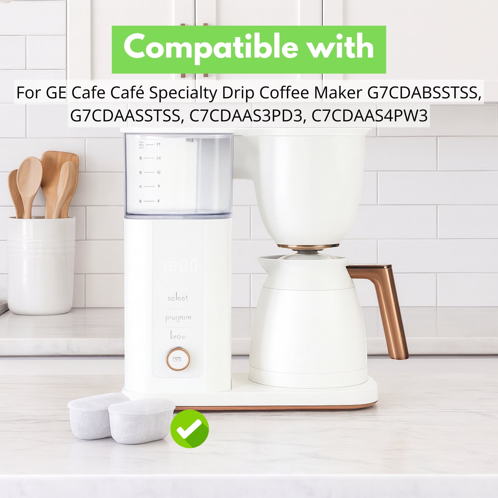 Nispira UNIV1CFLTR6PK Water Filter Pod Replacement For GE Café Drip Coffee Maker G7CDABSSTSS, G7CDAASSTSS, C7CDAAS3PD3, C7CDAAS4PW3 24 Packs