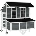 thumbnail image 6 of GVN Chicken Coop, Pet Hutch, Hen House,43" Chicken Coop with Wheels, Chicken Tractor with Nesting Box, Pull-out Tray, Gray, 6 of 11