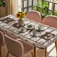 thumbnail image 3 of Retro Farmhouse Table Cloths for 6 Foot Rectangle Tables, Country Star Berries Text Wooden Grain Patio Waterproof Elastic Fitted Tablecloths, Washable Rectangular Table Cover for Camping, 3 of 8