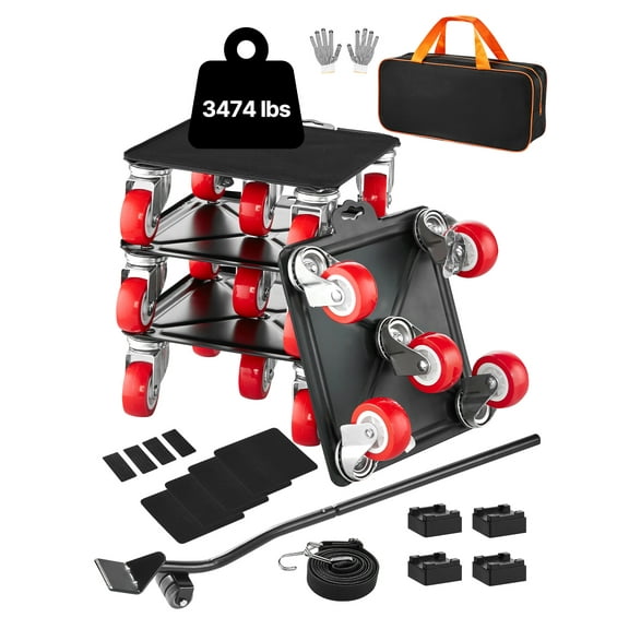 VEVOR Furniture Dolly, Maximum Load 3474 lbs, Heavy Duty Furniture Movers with 5 360° Rotation Wheels, Carbon Steel Panel, Furniture Lift Slider Tool Set for Appliances,Sofa,Fridge,Washing Machine