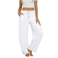 thumbnail image 2 of JUSLIO Womens Pants Curved Leg Pants Joggers Casual Drawstring Elastic Waist with Pockets Stretchy Pants, 2 of 7
