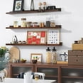 thumbnail image 2 of Floating Shelves Deep Walnut for Wall Long Picture Ledge Shelf 48 Inch Beige Photo Ledge Shelves with Lip Wall Bookshelf for Kids Bedroom Living Room Bathroom Kitchen Wooden Spice Rack Set of 3, 2 of 15