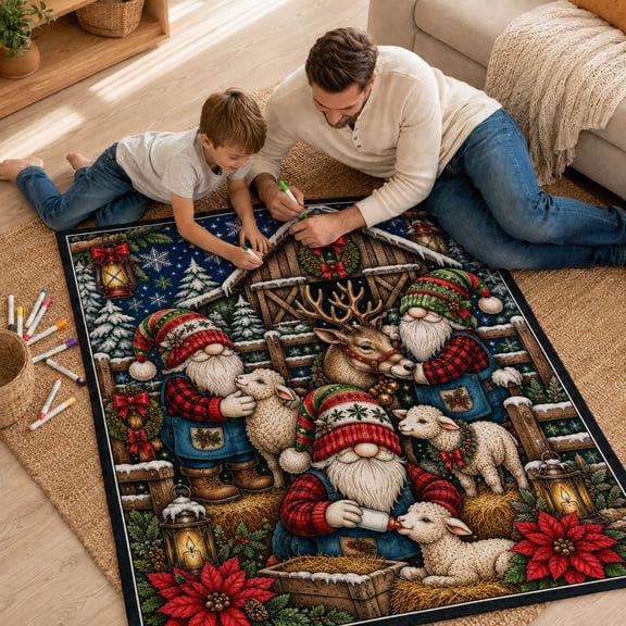 CSStudio Christmas DIY Coloring Blanket for Adults & Kids, Polyester Washable Coloring Throw Blanket with Pattern, Creative Hand‑Drawing Blanket for Xmas Home Party Decor & Holiday Gift