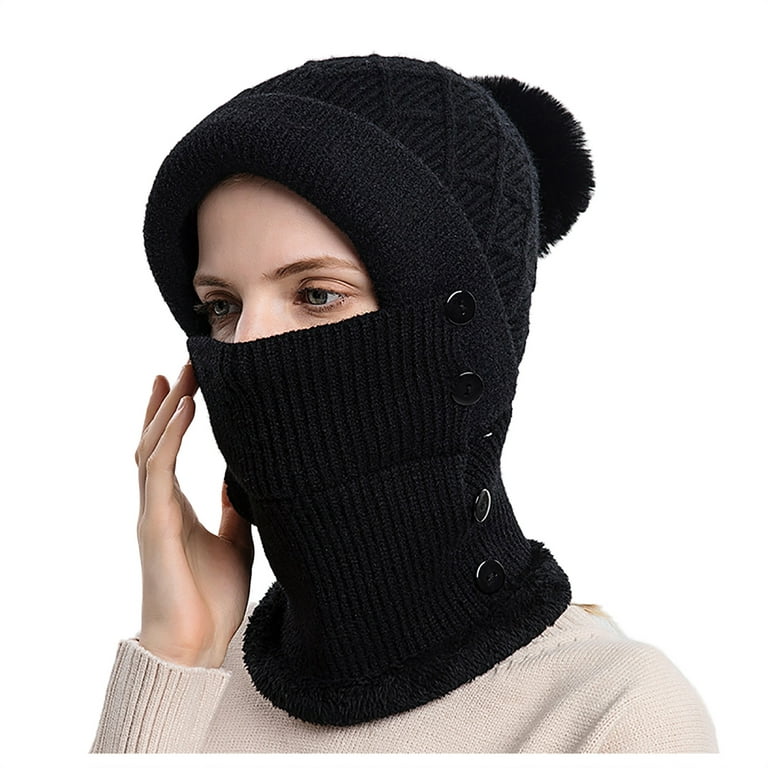 Women Winter Outdoor Riding Headgear Cold-Proof Ski Cap Warm Bib Face Mask  Integrated Cold-Proof Hood Hat Hat with Face Cover Hat Holder Car Men's