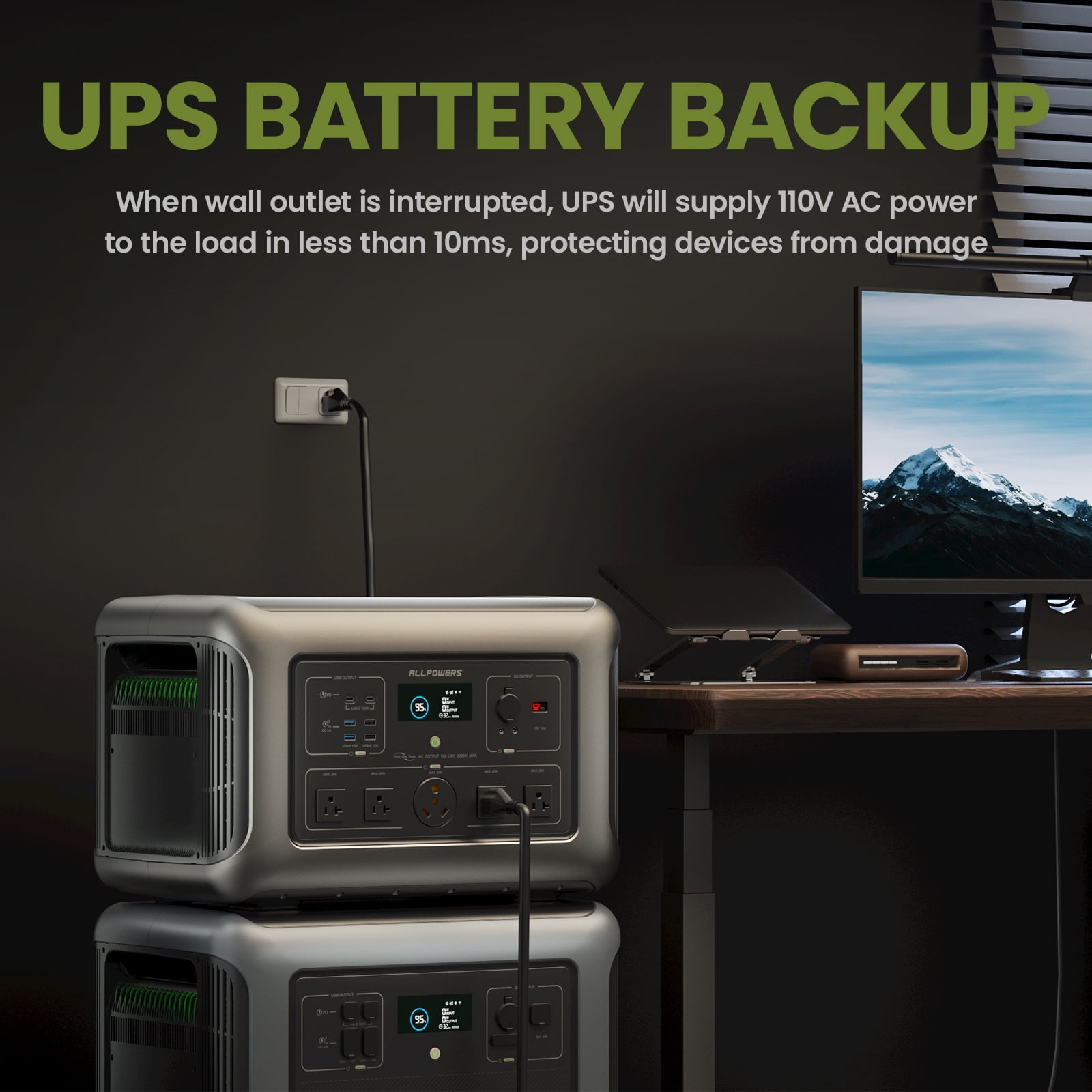 ALLPOWERS R3500 Solar Generator, 3200W 3168Wh LiFePO4 Charger, 30A RV Port, Portable Power Station