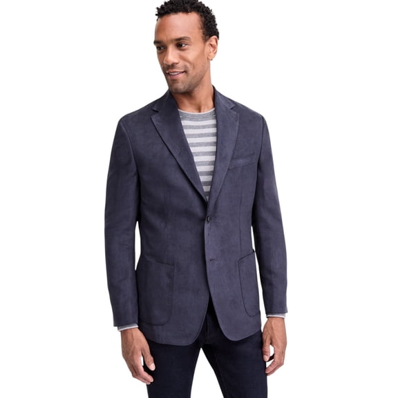 Michael Kors Mens Modern fit Faux Suede Sport Coat Blazer 42 R Navy Blue Solid