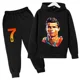 thumbnail image 3 of Conjunto de sudadera y pantalones deportivos para niños, conjunto de 2 piezas para niños y niñas, ropa para niños con estampado de avatar de Ronaldo, 3 of 5
