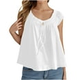 thumbnail image 3 of Htigea Clearance Women Summer Front Tank Tops Cap Sleeve Pleated Babydoll Tops Casual Loose Fit Going Out Flowy Shirt Clearance Sale White,M, 3 of 6