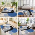 thumbnail image 4 of Large Area Rugs 6'x9', Boho Middle Century Carpet Runner Indoor Outdoor Rugs Home Decor Aesthetic, Abstract Blue Geometric Leaves Non Slip Mats Washable Accent Rug for Living Room Bedroom, 4 of 8