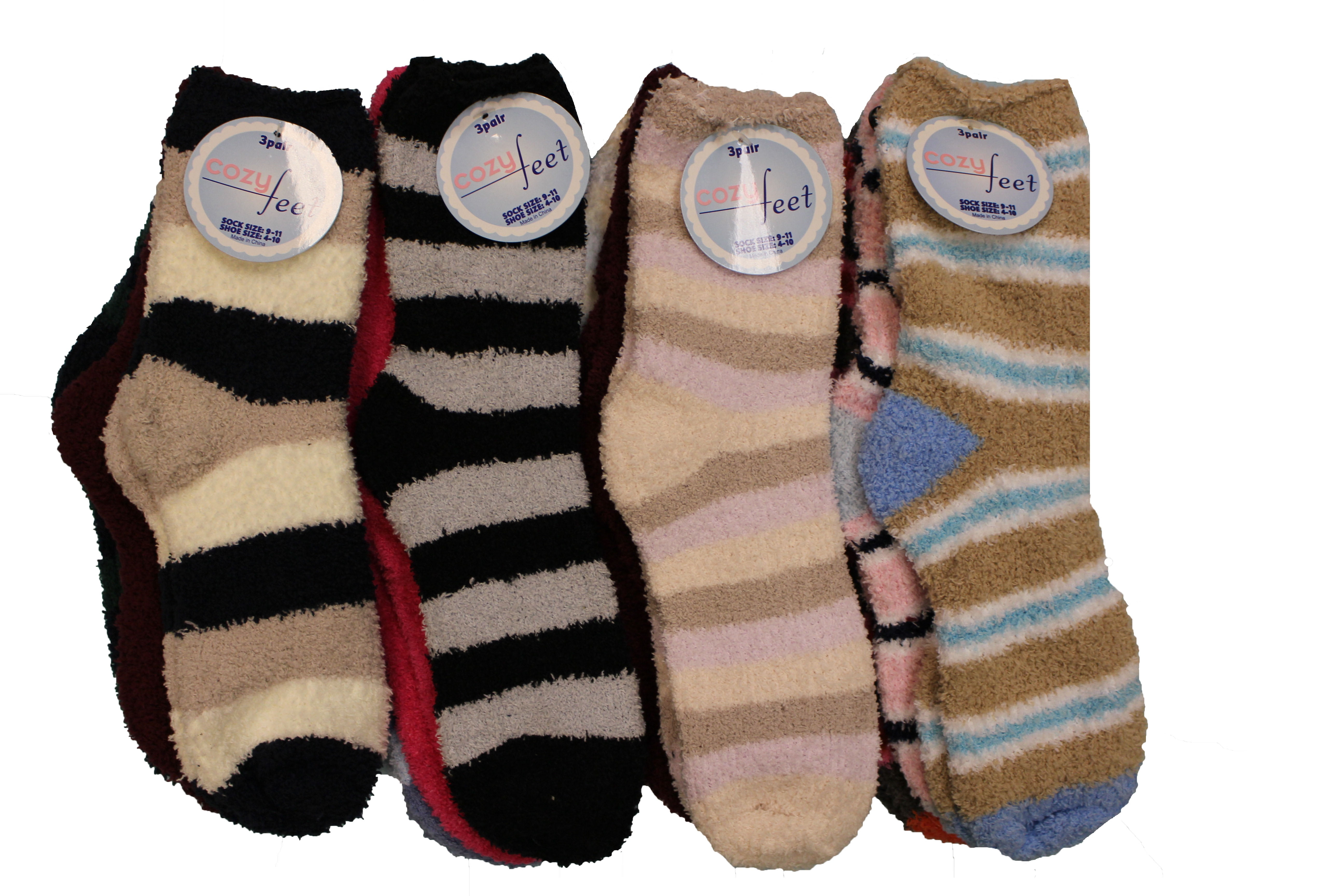 Cozy Feet Women's Assorted Plush Soft Fuzzy Crew Socks (12 Pairs