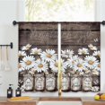 thumbnail image 4 of Rustic Farmhouse Daisy Kitchen Curtains 27.5W x 39L Inch Country Vintage Rural Wood Wooden Quotes Inspirational Rod Pocket Short Small Window Treatment Drapes Decor 2 Panels, 4 of 6