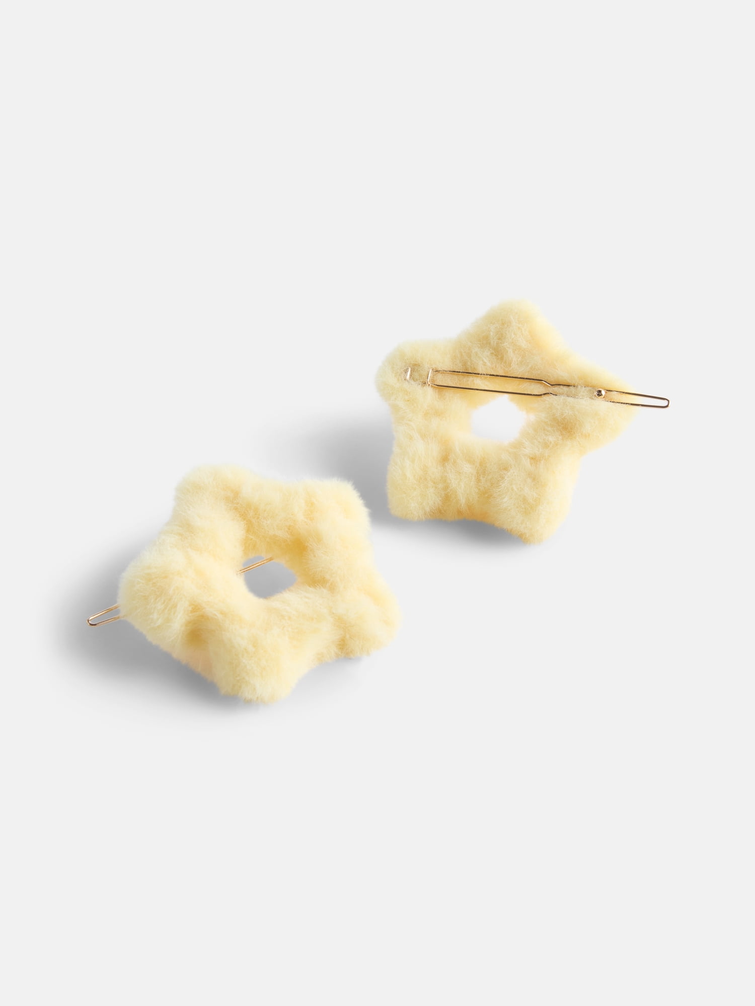 No Boundaries Women’s Faux Fur Star Hair Clip, Yellow, 2 Pack, One Size