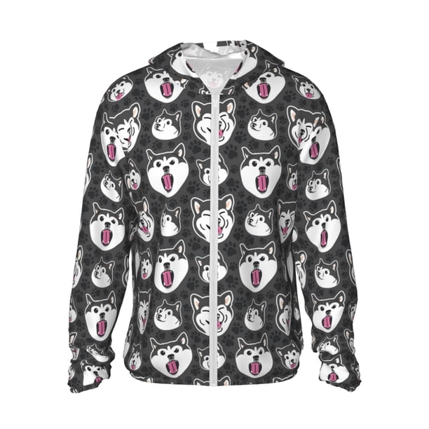 Balery Husky Sudadera ligera de manga larga con capucha y protección solar UPF 50+ para hombre y mujer, ideal para pesca y running-XX-Large