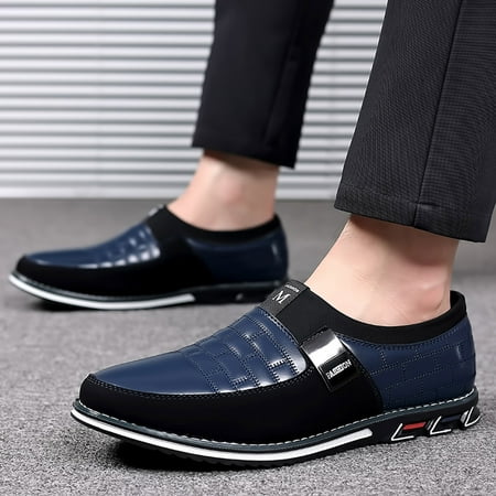 

Feiboyy Fashion Style Men s Breathable Comfortable Business Slip On Work Leisure Solid Color Leather Shoes