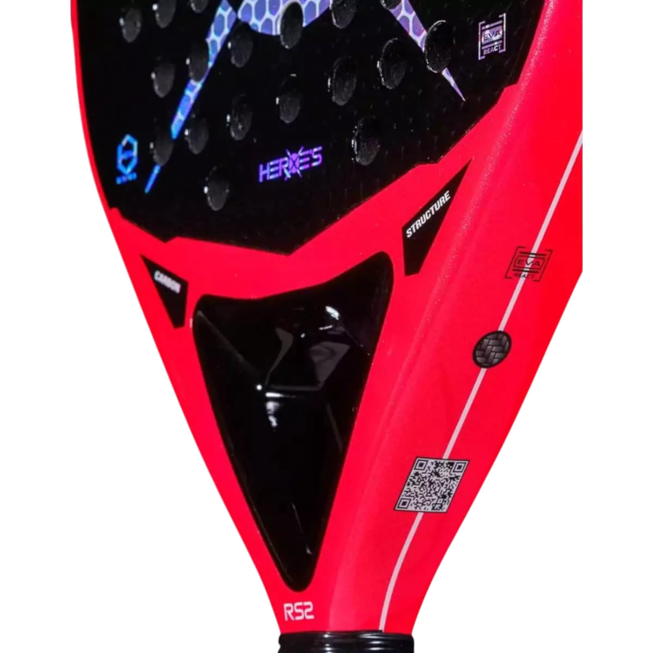 Heroes RS2 2025 Padel Racket 18K Carbon Silver Teardrop shape Advanced Mid Balance