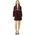 thumbnail image 2 of Bimba Designer Long Ruffle Sleeve Short Dress Lace Detail Boho Chic Dresses, 2 of 5