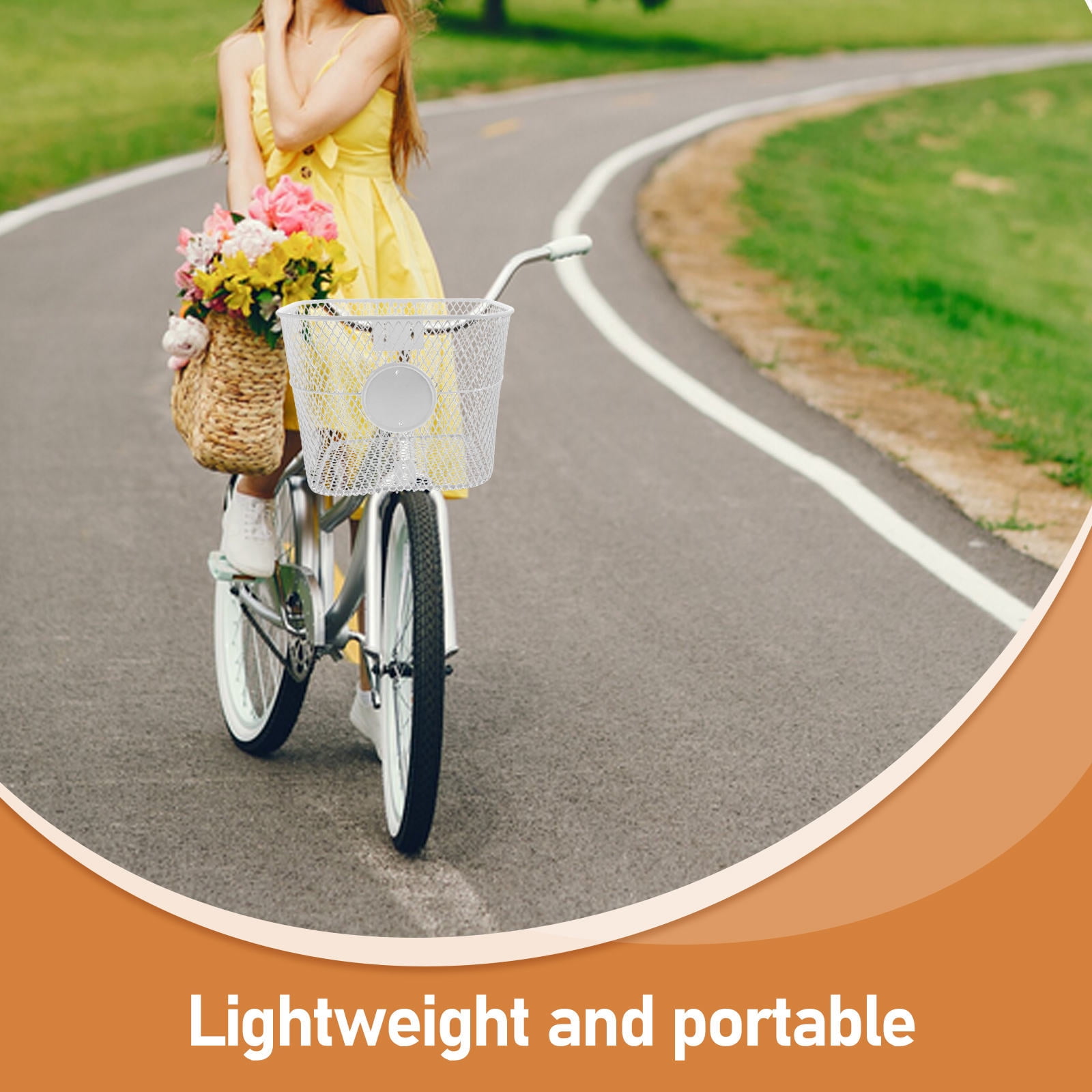 LOLIPPYY White Front Bike Basket Mesh Structure with Quick Installation for Daily Use