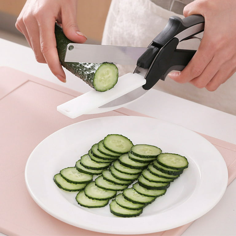 The götze 2-in-1 Knife Scissors Food Chopper, Food Scissors with Cutting  Board Built-in-Use for Quick and Easy Cutting as Food Shears, Vegetable  Slicer, Fruit Cutter : : Home
