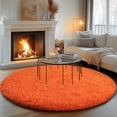 thumbnail image 3 of SARAG Luxury Round Fluffy Area Rugs for Bedroom Kids Girls Room Nursery,Super Soft Circle Rug,Cute Shaggy Carpet For Living Room,6'x6',Orange, 3 of 8