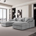 thumbnail image 2 of The Magic Home 5-Seater Cloud Modular U-Shaped Linen Sectional Sofa, Gray, 2 of 13