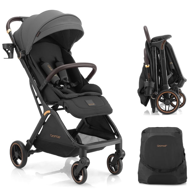 Cochecito de bebé Gromast Gravity plegable portátil gris oscuro