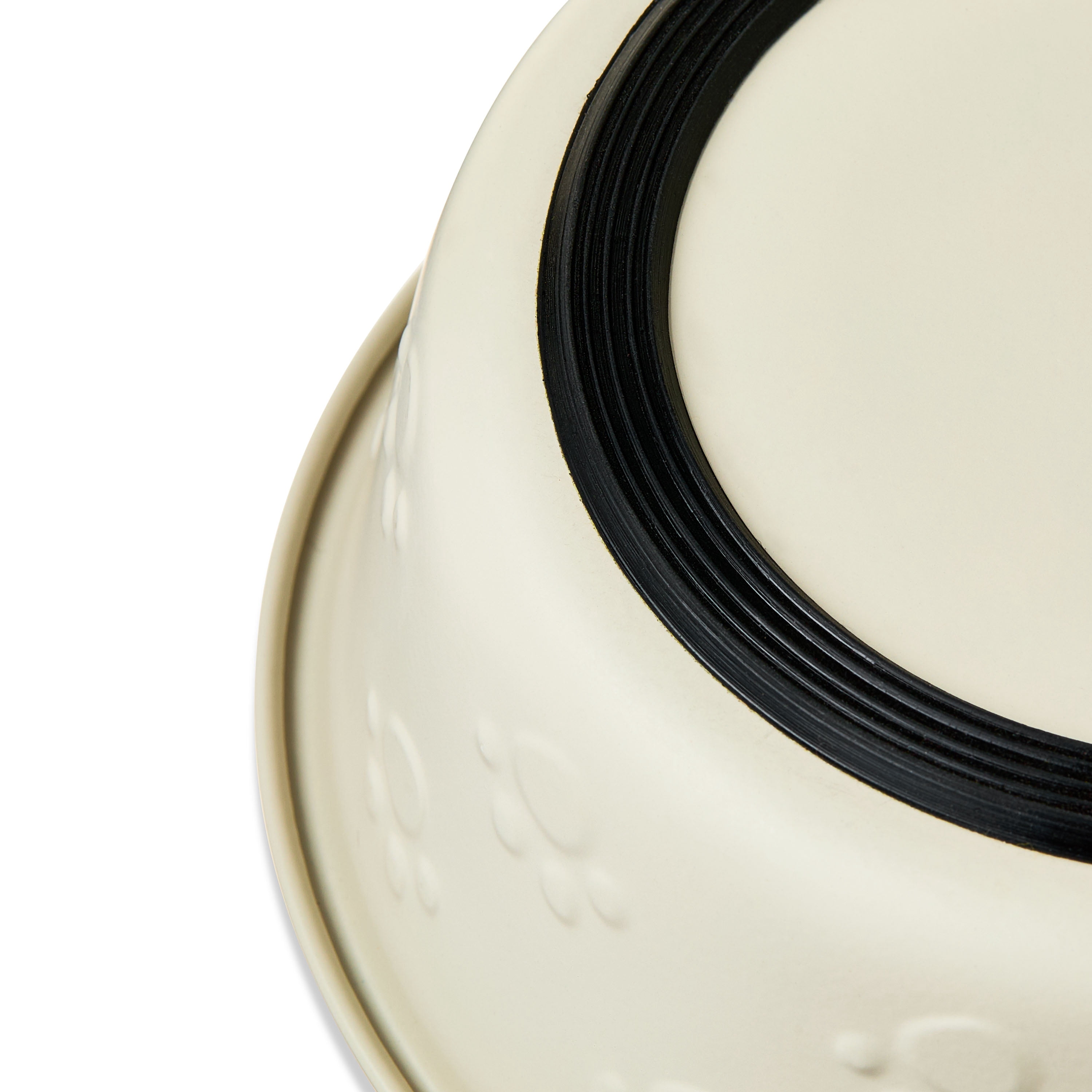 Vibrant Life Medium Stainless Steel Embossed Dog Bowl, Off-White Paws