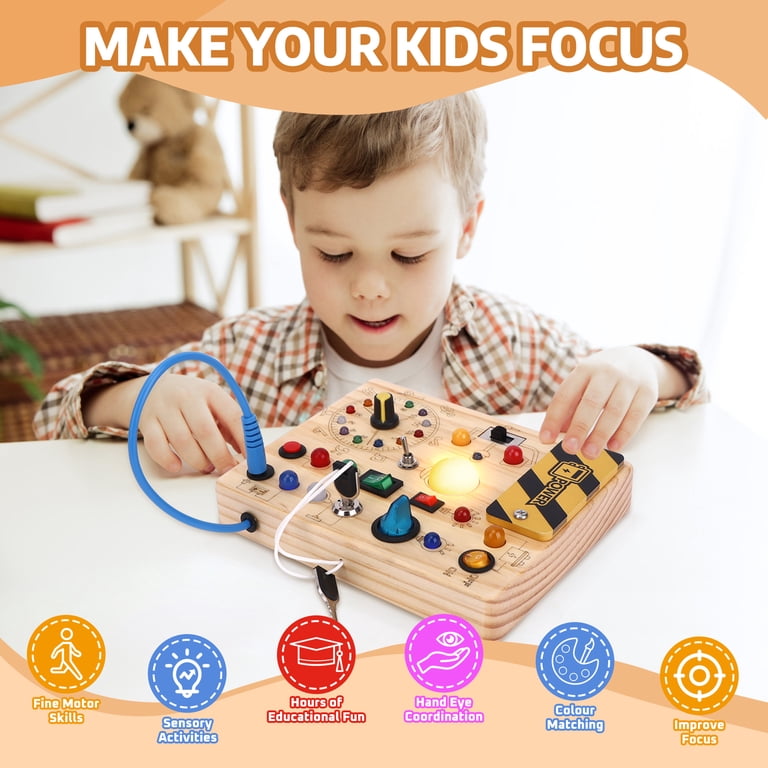 Konijiwa Montessori Busy Board, LED Light Switches, Travel Toy
